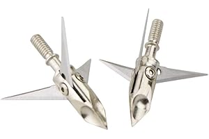 AMEYXGS 12 Pezzi Caccia Balestra Punte 100 Grano 3 Lame affilate Testate per frecce Punte di Freccia in Acciaio Duro per Arco e Balestra composti