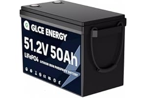 GLCE ENERGY Batería LiFePO4 de 48 V 50 Ah, BMS integrado, reemplazo de plomo-ácido, batería recargable de ciclo profundo de 4000 ~ 15000, 10 años de vida útil, para RV, solar, marino, almacenamiento de energía