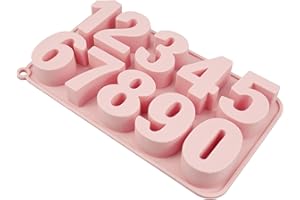 Eozighi Juego de moldes de silicona con números de 0 a 9 moldes de silicona en 3D para chocolate, reutilizables, fáciles de desmoldar, para hornear, decoración de tartas, chocolate, cubitos de hielo