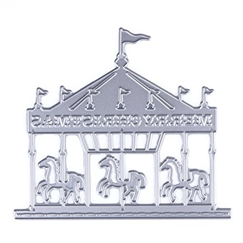 Demiawaking 1Pcs Karussell Schneiden Schablonen DIY Sammelalbum Dekor Papier Karten, Metall Buchzeichen , Metall Lesezeichen als Geschenk fuer Freunde