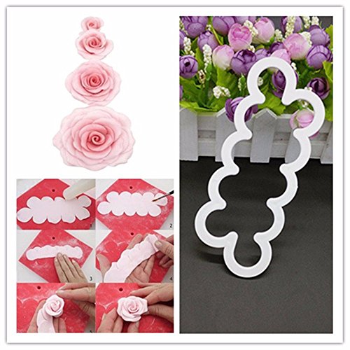 GOOTRADES Plastik Fondant Cutter Kuchen Gebäckpressen, Gartennelke/Rose, 2 Pack, 3 Stk mit 1 Pack, (Rose) - 8