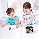 3d aus Holz Gehirn Teaser 54 T-förmige Tetris Blocks Geometrische Intellectual Jigsaw Logic Puzzle pädagogisches Spielzeug für Kinder und Erwachsene Tier Magnet Puzzle, Holz 3D Holz Klassische Rätsel Jigsaw Sperre Intelligenz Puzzle pädagogisches Spielzeug Geschenk für Kinder und Erwachsene, Set 6-teilig (gelb2) - 4