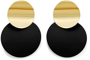 LILIE&WHITE Boucles d'Oreilles Clous en Noir et Doré – Design Géométrique Élégant et Moderne pour Femme – Accessoire Idéal pour Toutes les Occasions