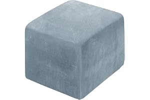 HOOWARM Stretch Hockerbezug Quadratisch/Rund 40x40/45x45CM Gray Ottomane Schonbezug Jacquard Bezug Ottomane Luxuriöser Abdeckung Überzug Hocker Protector Waschbar Hockerabdeckung (Color : A16, Size : 40x40c