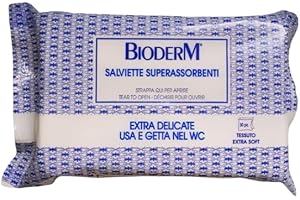 BIODERM BIODERMOCOSMETICI Bioderm Salviette Intime - Salviettine asciutte usa e getta - per Igiene Intima e dello Stoma - Super assorbenti - Extra delicate - Gettabili nel WC - 100% Biodegradabili - 30 Pezzi (20X30 cm)