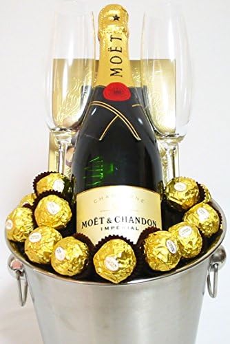 Moët &amp; 2 Champagne Flutes in an Ice Bucket with luxury chocolates - Perfect Gift