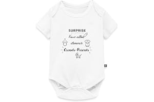 Spreadshirt Surprise Vous Allez Devenir Grand-Parents Annonce Grossesse Body Manches Courtes Bébé Bio