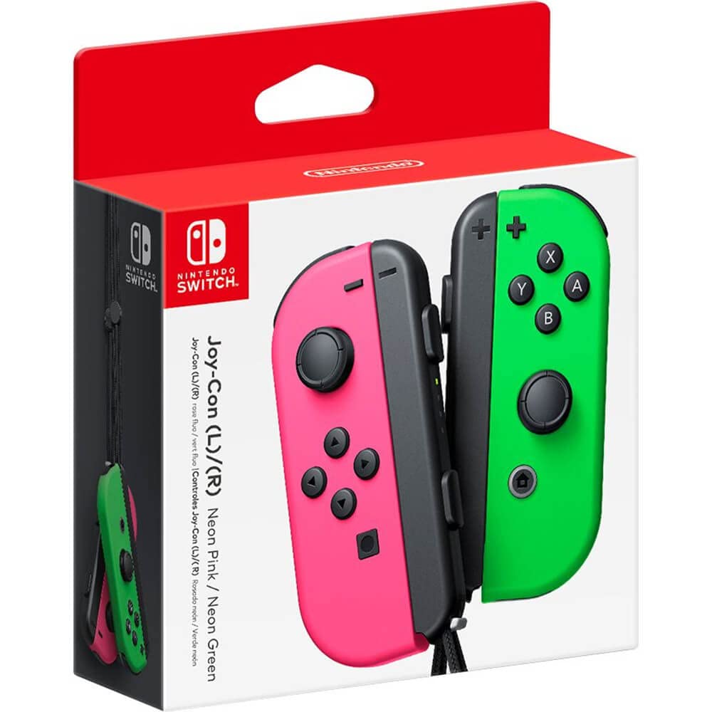 Nintendo Switch Joy-Con Controller links, neongroen en rechts neonroze