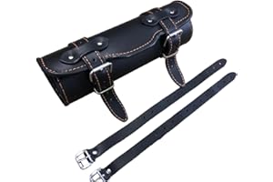 ORLETANOS Tool Roll Tool Bag Luggage Roll Limited Edition Compatible with HD Orange Black Leather Roller Black Coloured Stitching HD Bug Roller Handlebar Roller