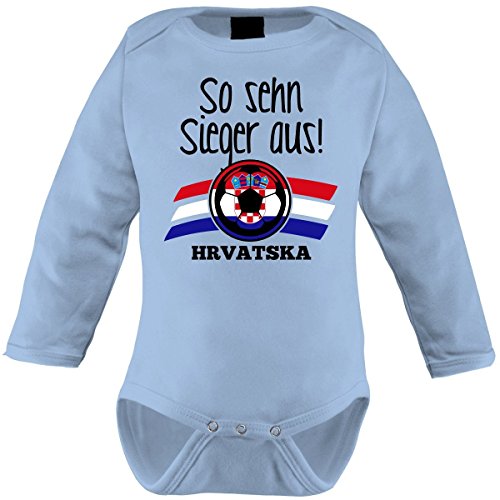 Mikalino Langarm Babybody So sehn Sieger aus Hrvatska Kroatien, Farbe:sky;Grösse:0-3 Monate-