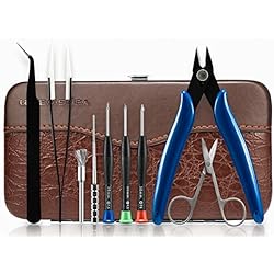 Cigarrillo electrónico Kit de herramientas de bricolaje con destornilladores 3pcs Cepillo de acero Tijeras Tijeras de cerámica Alicates diagonales Pinzas curvas para Vape RDA RBA RTA 9in1