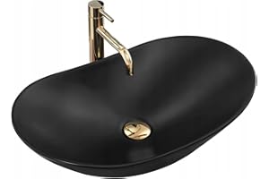 Rea Lavabo da Appoggio Royal 60 Black Mat Lavandino bagno 615 x 370 x 145 mm Ceramica (Nero opaco)
