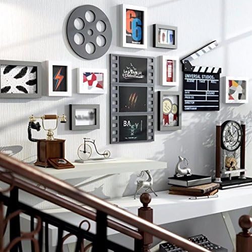 YZXK Wall Photo Frame Modern Retro Living Room Bedroom Composition Wood Photo Wall Circle Wall Frame Photo