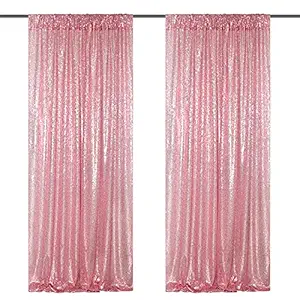 Blush Pink Sequin Backdrop 2 Packs 2ftx8ft Glitter Party Backdrop Curtain Wedding Ceremony Birthday Backdrop Background Decoration