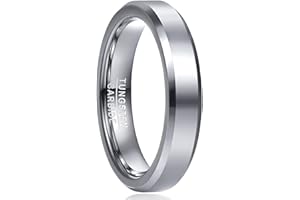 Cloyo Mens Silver Rings 4mm/6mm/8mm Tungsten Wedding Ring High Polished Comfort Fit Size J 1/2 to Y