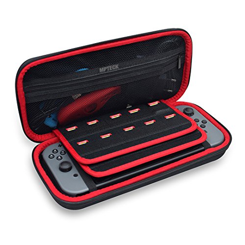 Preisvergleich Produktbild MPTECK @ Tragetasche Hartschalen Schutzhülle hülle für Nintendo Switch Tasche halterung zubehör konsole nintendo switch spiele arms amiibo mario odyssey bomberman mario kart 8 deluxe zelda car 3