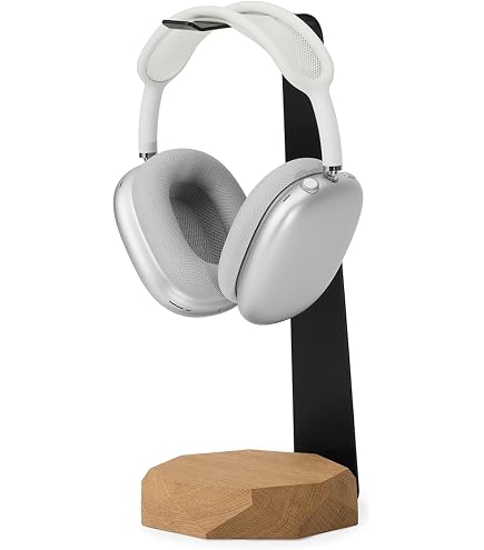 Support Pour Casque En Bois De Noyer Et Métal - Porte-casque De Bureau Amovible Et Antidérapant - 2