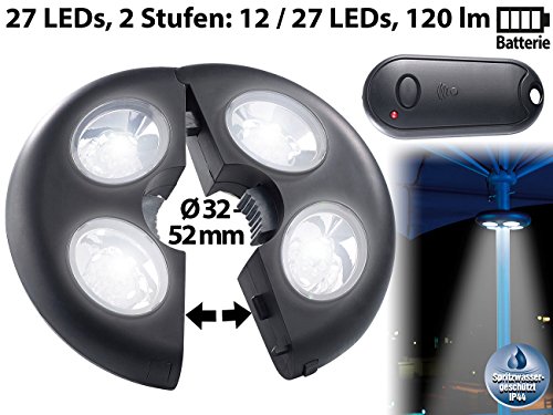 Lunartec Helle LED-Schirmleuchte LSL-120, IP44, Fernbedienung, dimmbar, 120 lm - 2