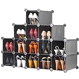 VonHaus 16x Interlocking Storage Shelves - Charcoal Black | Make into Any Size and Shape | Organise Clothing, Shoes, Toy (Kitchen &amp; Home)