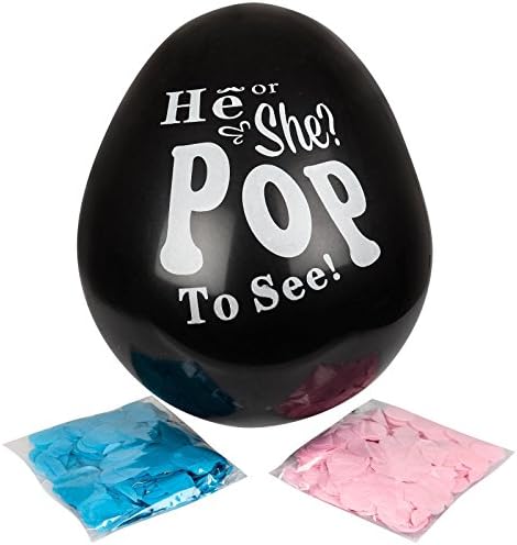 Gender Reveal Balloon Large 36 inch with Confetti He or She Baby Shower Party