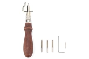 HILITAND Herramienta de artesanía de cuero 7 en 1 Pro Ranura de costura ajustable Bordes de costura de borde de cuero Herramienta de filtro Leathercraft Kits