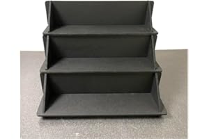 PARTY DECOR MDF Black 3 Tier Solid Back Display Craft Table Stand - Size 370mm x 324mm x 320mm - For Craft Fairs, Market Stall Display Shelf, Shop Display Stands, Makeup Stand, Perfume display shelf