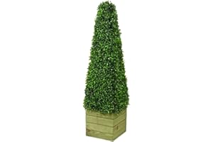 Sarrah Little Store Artificial Topiary Tree - 3ft Pyramid Cone Tree - Potted Boxwood Plant - High for Garden Indoors Outdoor - Ornamental Tree - Wall Door Decor (Single Artificial Tree)