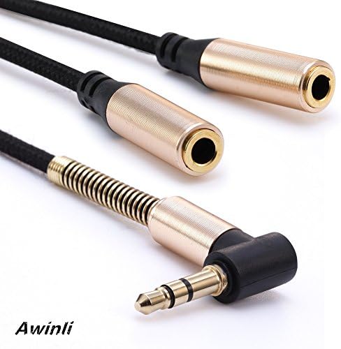 Audio Splitter 3.5mm Audio Stereo Splitter Cable Male to 2 Port Female Extension Headphone Cable for Speaker,Earphone,Headphones,Headset Spliter Adapter Work for iPhone, Samsung, LG, Tablets, MP3 players,Cable Length about 30cm