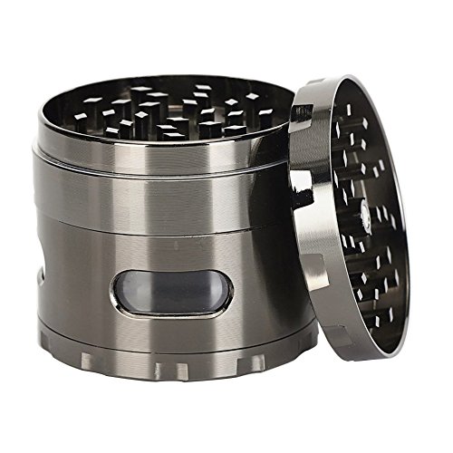 Wartoon Neue Design Premium Krautmühle mit Siebgrinder Haltbare Zamak-Legierung Tabak Grinder Crusher Gewürz-Schleifer Ø55mm 4 Stück (Gunmetal)