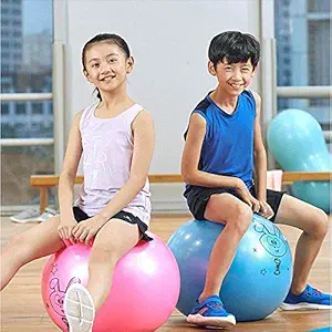 VDNSI Rubber Inflatable Bouncing Jumping and Sit Hop Ball with Air Pump Hopper Jump with Handle Ride-on Toy for Kids Boys, Girls and Children-45 cm