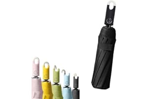 HIMKA Ombrello Triplo Apribile E Retrattile con Fibbia, Ombrello Pieghevole con Apertura Automatica E Chiusura Automatica per Donna E Uomo, Ombrello da Viaggio Portatile (Black)