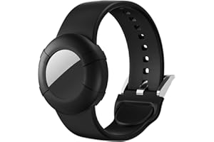 NEWJOURNEY AirTag Bracelet for Adults, Soft Silicone Airtag Adults Wristband, Anti-Lost, Anti-Scratch Protective Case Cover Holder for Apple Air Tags Tracker (Black)
