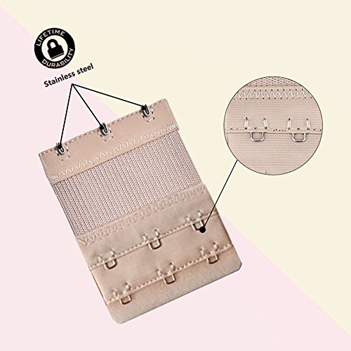 Wonderliner BH Extender Strap Elastisch Band Weich Farbig Gurt Erweiterung 3 Haken und 2 Haken Packung mit 12 - 4