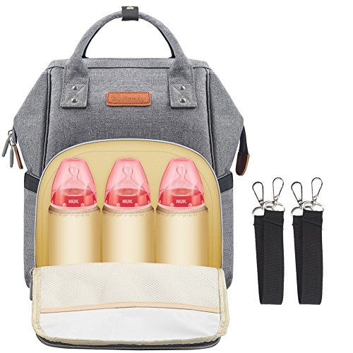 Preisvergleich Produktbild Baby Wickelrucksack Wickeltasche Multifunktional Oxford Große Kapazität Babytasche Kein Formaldehyd Reise Rucksack für Unterwegs,Mama Wickeltasche Rucksack Reisetasche (Grau)