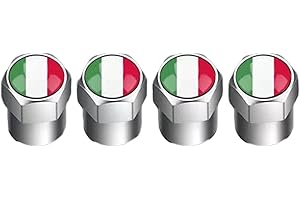 VICZON Capuchon de Valve Auto en Aluminium - 4 Bouchons de Pneu de Voiture avec Drapeau Italien