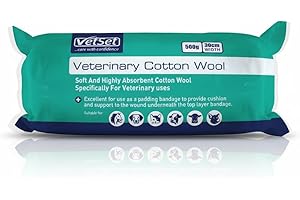 Cotton Wool Roll for Horses & Dogs, 500g, 30cm Width | Ultra-Soft Veterinary Cotton Wool Roll for Livestock, Cats & Pets | Premium & Highly Absorbent Padding for Wound Care & First Aid by VetSet