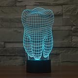 3D Tisch Nachttischlampen,KINGCOO 3D Optische Visualisierung LED Licht USB Schreibtischlampen Stimmungslichter Touch Schreibtisch 7 Farbwechsel Atmosphäre Lampe (Zahn) - 5
