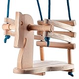 Toddler Wooden Swing - Cute Horse Figure Safety Seat - Natural Wood Swing For Nursery Or Outdoors Garden color of rope may vary. (Kitchen &amp; Home)