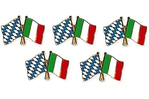 YANTEC PINS Yantec Freundschaftspin 5er Pack Bayern Italien Pin Anstecknadel Doppelflaggenpin