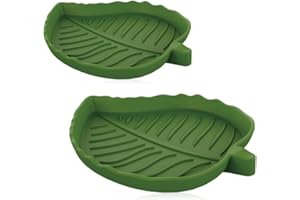 DULSPUE 2 Piezas - Tazones de Agua de Alimentos de Reptil ， Comedero para Reptiles de Forma de Hoja Platos Agua de Alimentos para Reptiles para Tortuga Geco Serpiente Mascotas