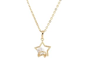 YAZILIND 18K dorado de la luna y de las estrellas La última joyería tridimensional colgante, collar de metal Zirconia