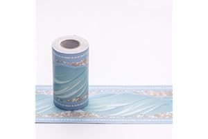 DOSTEAR Friso Para Pared Cenefas Adhesivas BañO Cocina de Papel Para Paredes 3d Infantiles Decorativas Pintado Cocina Vinilo Autoadhesivo Impermeable Patrón azul 10 X 1000CM