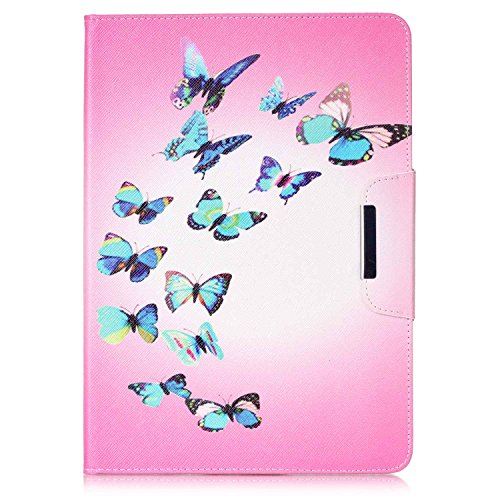Samsung Galaxy Tab A 9.7 SM-T550 Hülle, Deenor Bunt Painting und Stilvoll Brieftasche Tasche PU Leder Flip Protective Stand Tasche Schutzhülle Hülle für Samsung Galaxy Tab A 9.7 SM-T550.[Blue Butterflies] - 2