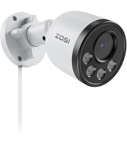 Telecamera PoE Esterna ZOSI 5MP Con Audio Bidirezionale, Rilevamento IA Di Persone E Auto, Allarme Acustico E Luminoso, Visione Notturna A Colori