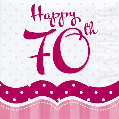 Perfectly Pink Party Happy 70th Birthday Lunch Napkins x 18