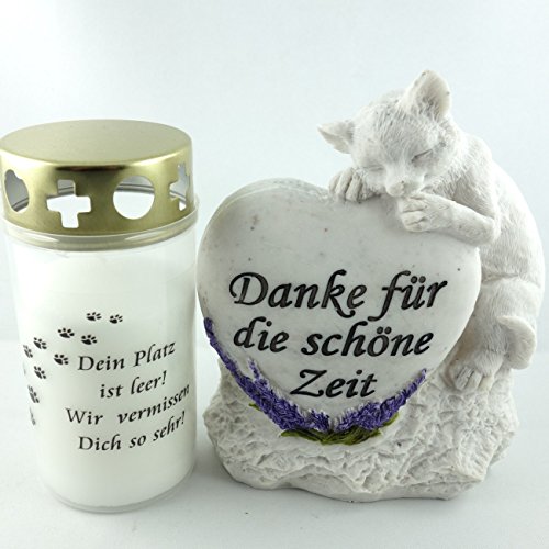 Katzengrab Set Gedenkstein mit Trauerlicht. 2er Set - 2