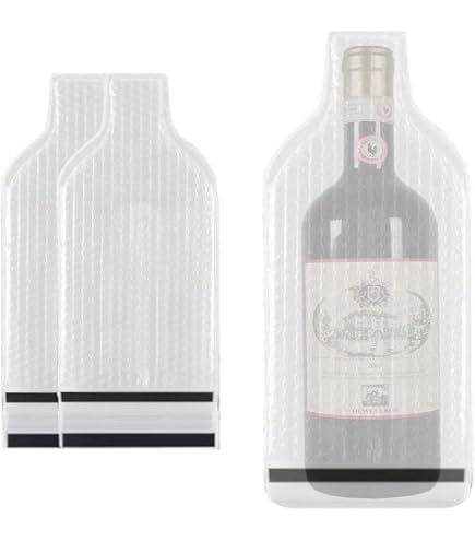 4 Sacchetti Protettivi Per Vino Da Viaggio – Riutilizzabili, A Doppia Bolla, Impermeabili, 18x48 Cm, Per Bottiglie Vetro