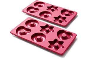 Coolinato - Lebkuchen Backformen aus hitzebeständigem Platinsilikon bis 230°C - Lebkuchenformen Set 2er rot spülmaschinenfest - Silikonbackform für 2x6 Pfefferkuchen & Gingerbread - Inkl. 4 Rezepten