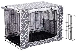 Dog Crate Cover for Wire Crates, Heavy Nylon Durable Waterproof Windproof Pet Kennel Cover Indoor Outdoor Protection - Cover only - Grey - M