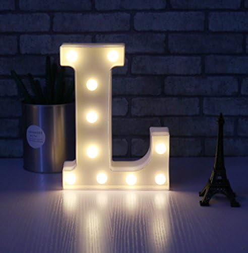 Pauline LED Letter Lights Alphabet Plastic Lamp Warm White Letters Marquee Sign Shape Xmas Wedding Propose Christmas Room Party Bar Cafe Bedroom Decoration L